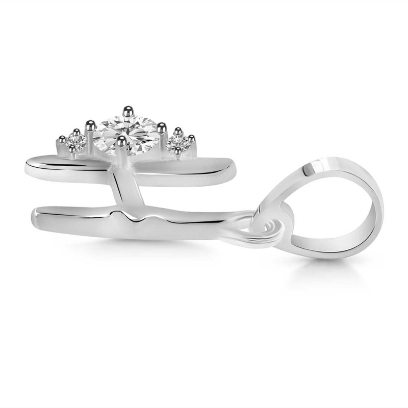 Cubic Zirconia Alphabet H Pendant