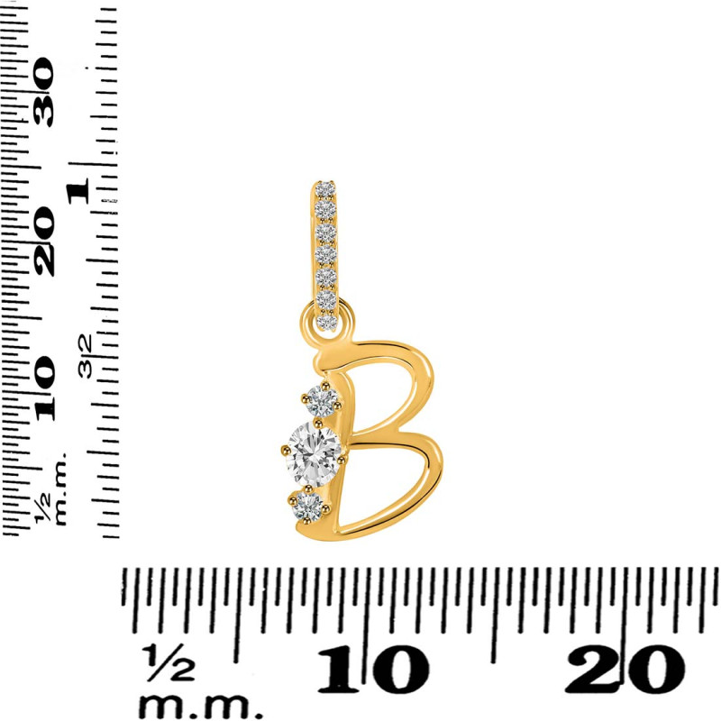 Cubic Zirconia Alphabet B Pendant CUZ-RDA-80.