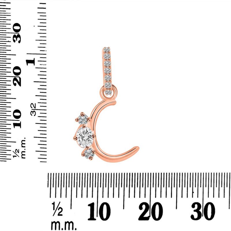 Cubic Zirconia Alphabet C Pendant CUZ-RDA-81.