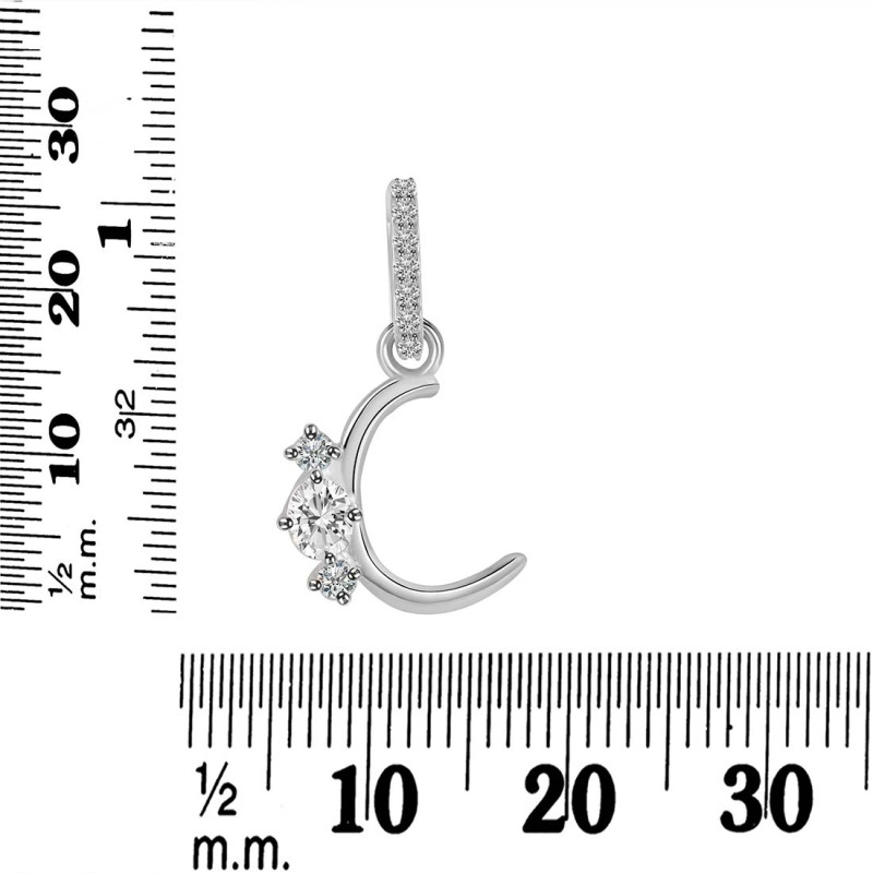Cubic Zirconia Alphabet C Pendant CUZ-RDA-81.