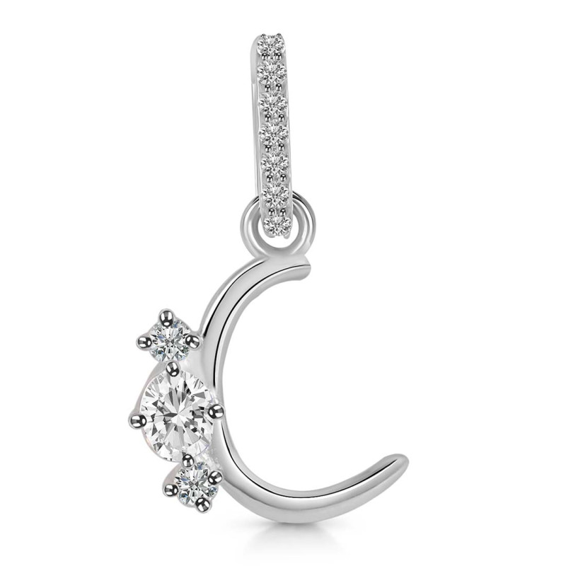Cubic Zirconia Alphabet C Pendant CUZ-RDA-81.