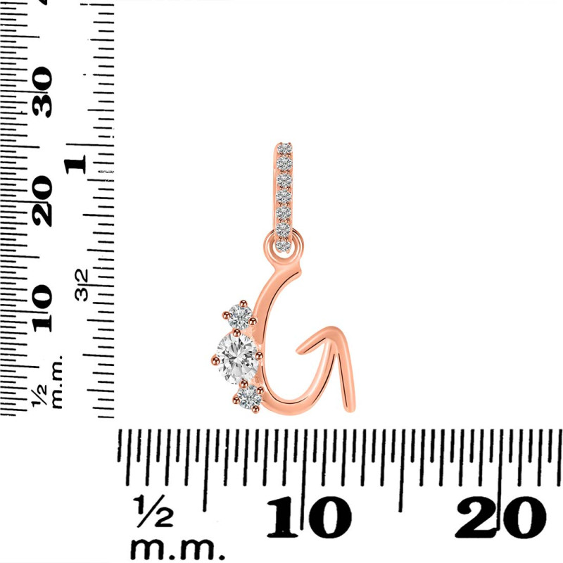 Cubic Zirconia Alphabet G Pendant CUZ-RDA-85.
