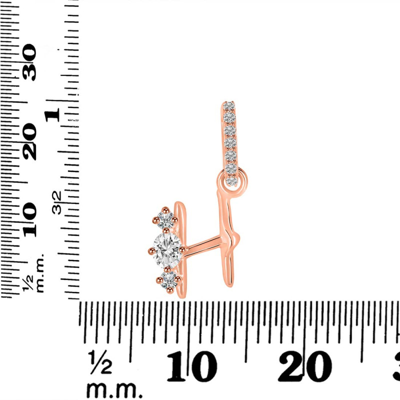 Cubic Zirconia Alphabet H Pendant CUZ-RDA-86.