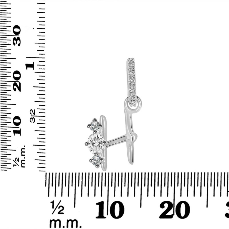 Cubic Zirconia Alphabet H Pendant CUZ-RDA-86.