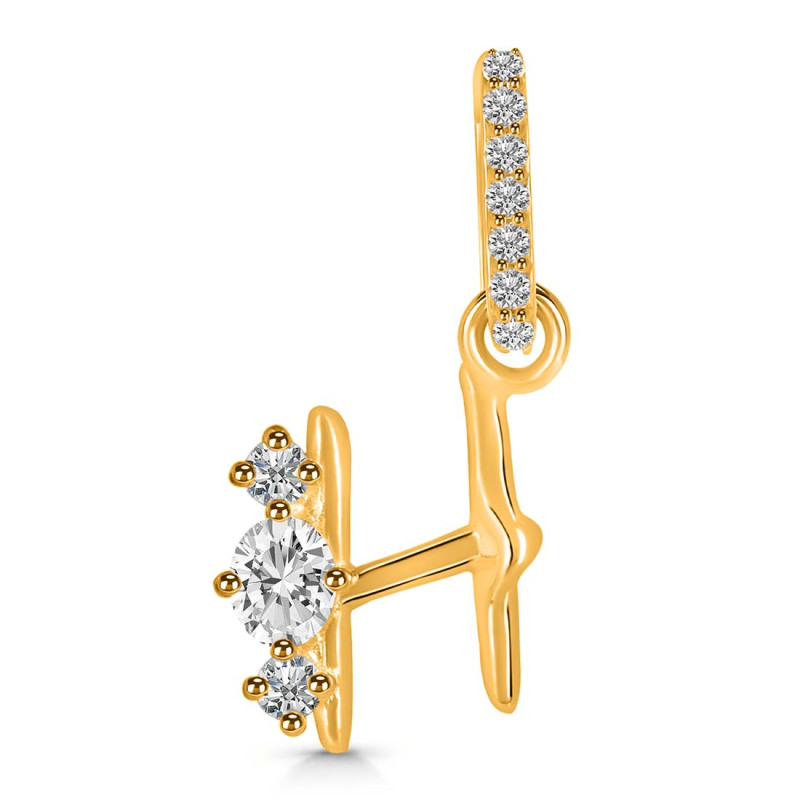 Cubic Zirconia Alphabet H Pendant CUZ-RDA-86.