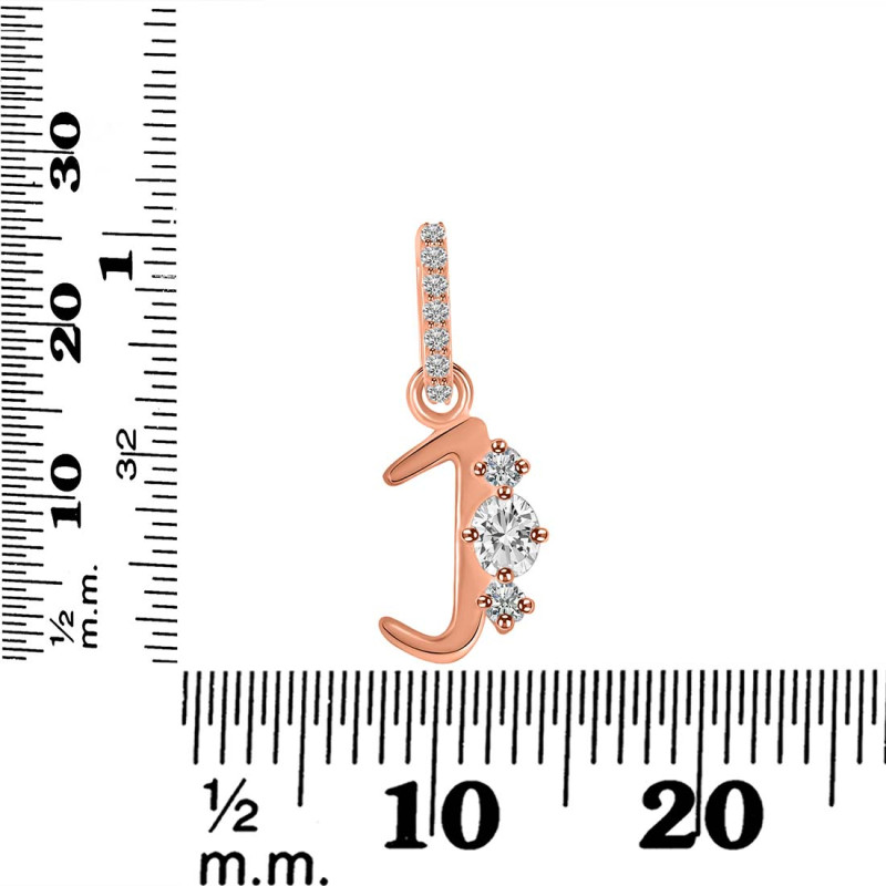 Cubic Zirconia Alphabet J Pendant CUZ-RDA-88.