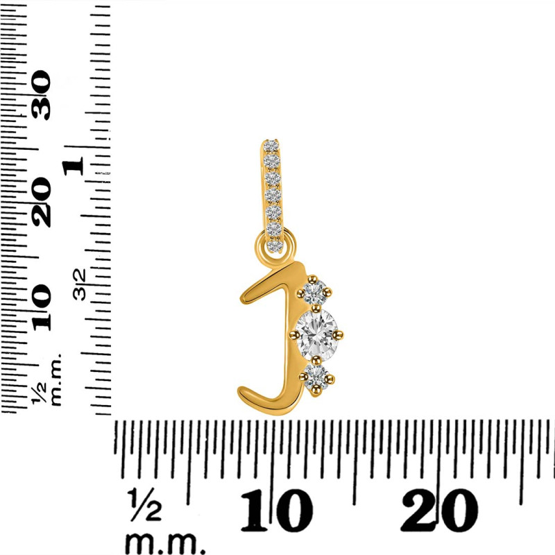 Cubic Zirconia Alphabet J Pendant CUZ-RDA-88.