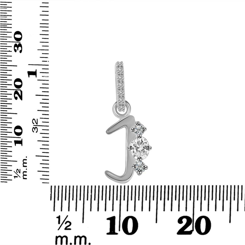 Cubic Zirconia Alphabet J Pendant CUZ-RDA-88.
