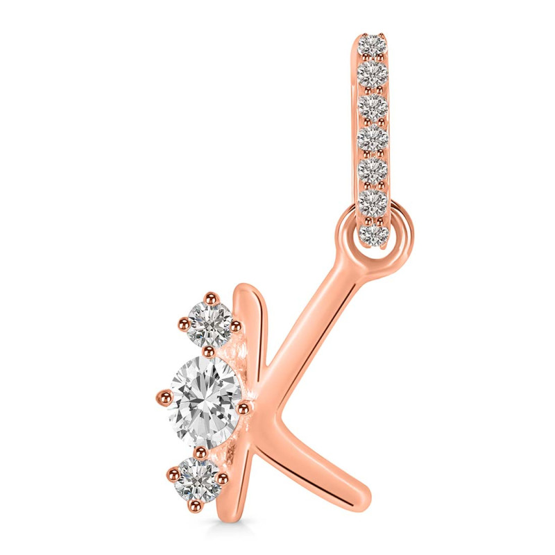 Cubic Zirconia Alphabet K Pendant CUZ-RDA-89.