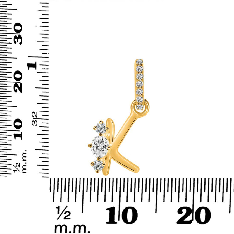 Cubic Zirconia Alphabet K Pendant CUZ-RDA-89.