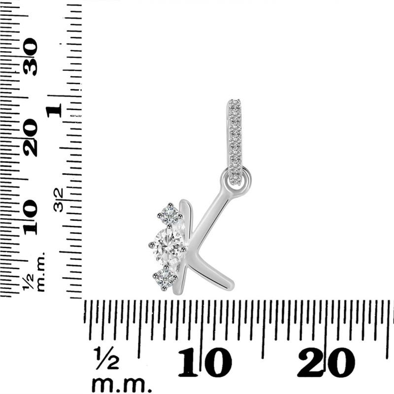 Cubic Zirconia Alphabet K Pendant CUZ-RDA-89.