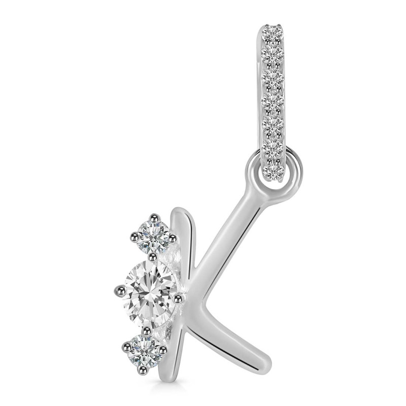 Cubic Zirconia Alphabet K Pendant CUZ-RDA-89.