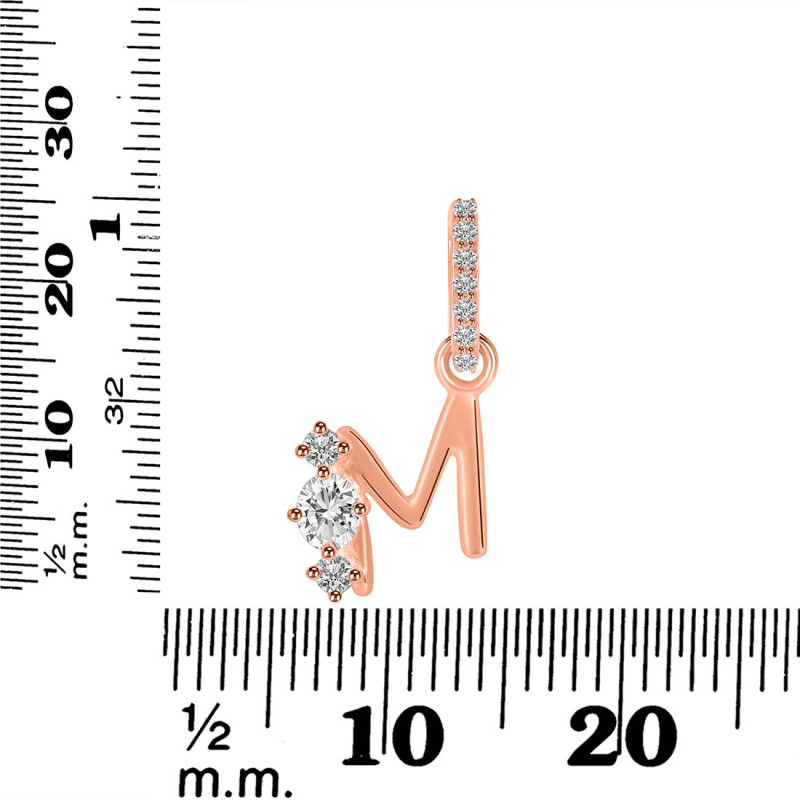 Cubic Zirconia Alphabet M Pendant CUZ-RDA-91.