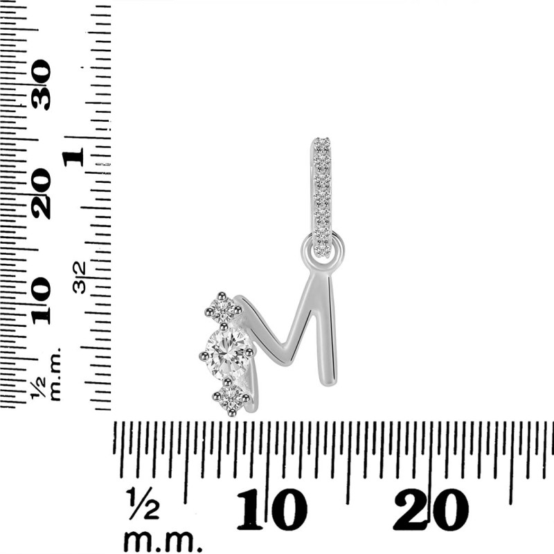 Cubic Zirconia Alphabet M Pendant CUZ-RDA-91.