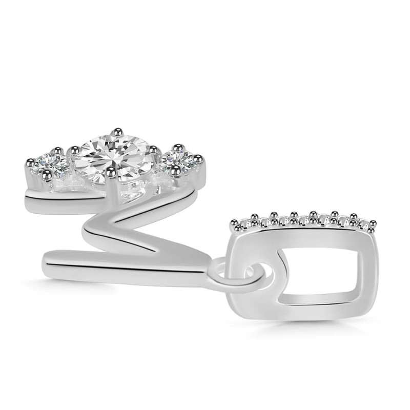 Cubic Zirconia Alphabet M Pendant