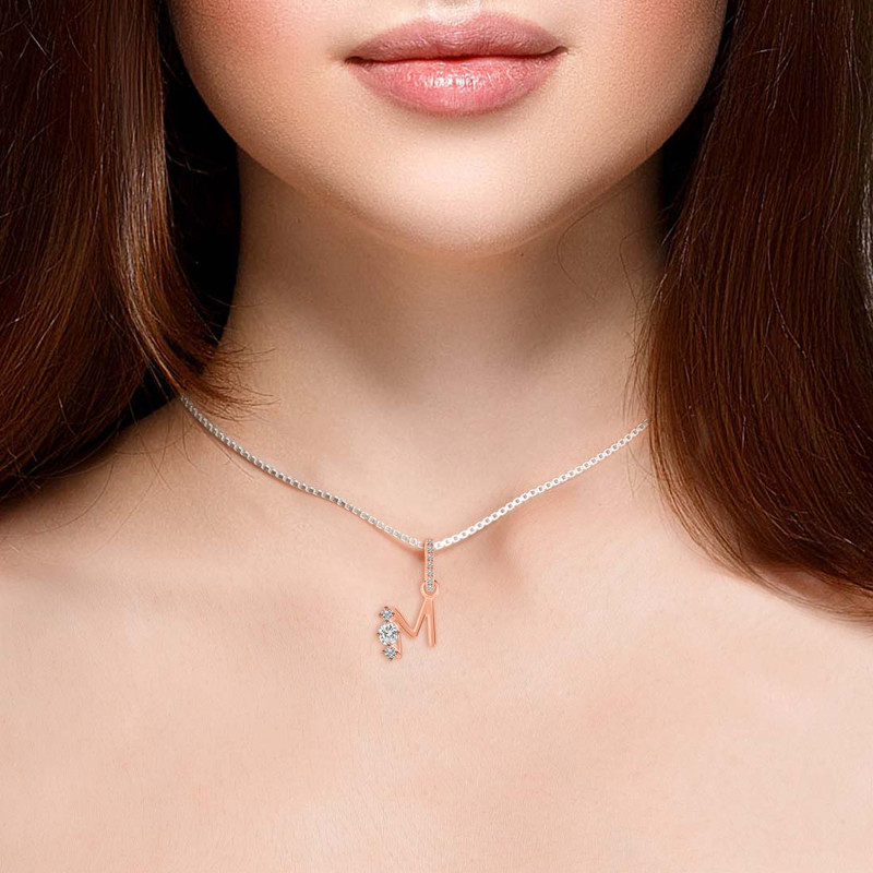 Cubic Zirconia Alphabet M Pendant CUZ-RDA-91.