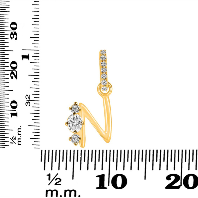 Cubic Zirconia Alphabet N Pendant CUZ-RDA-92.