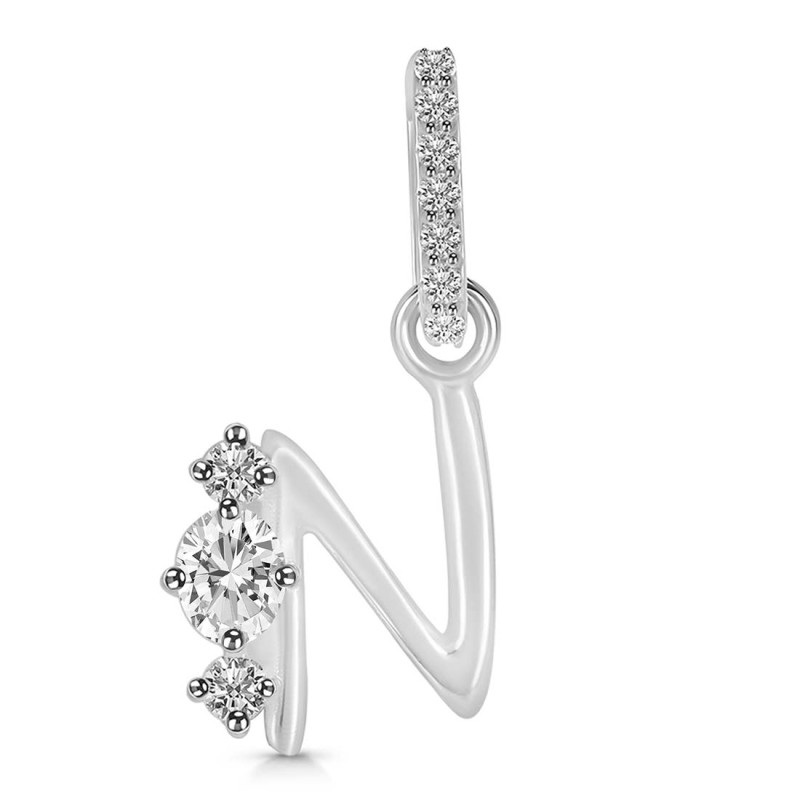Cubic Zirconia Alphabet N Pendant CUZ-RDA-92.