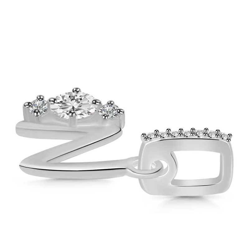 Cubic Zirconia Alphabet N Pendant