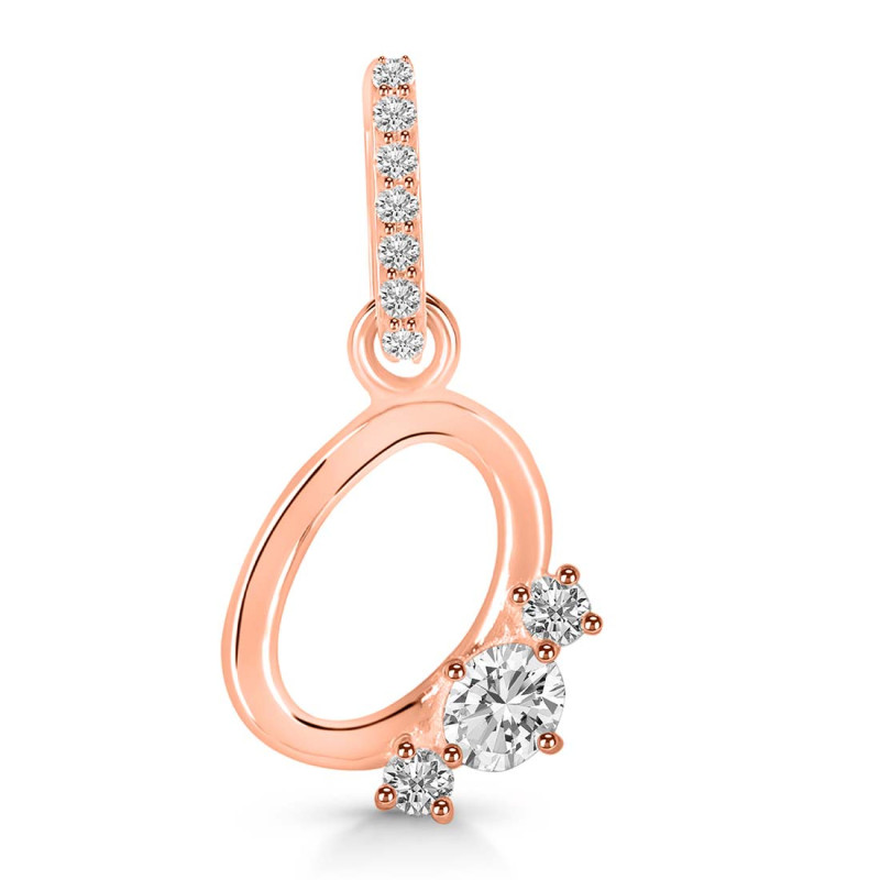 Cubic Zirconia Alphabet O Pendant CUZ-RDA-93.