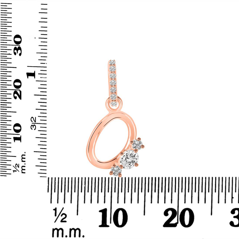 Cubic Zirconia Alphabet O Pendant CUZ-RDA-93.