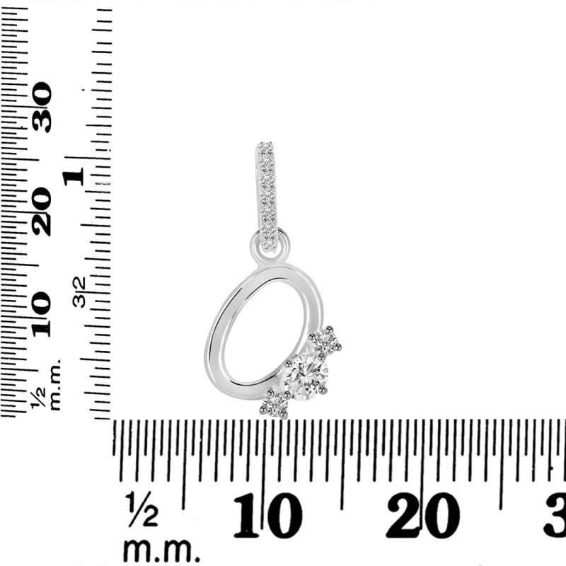 Cubic Zirconia Alphabet O Pendant CUZ-RDA-93.