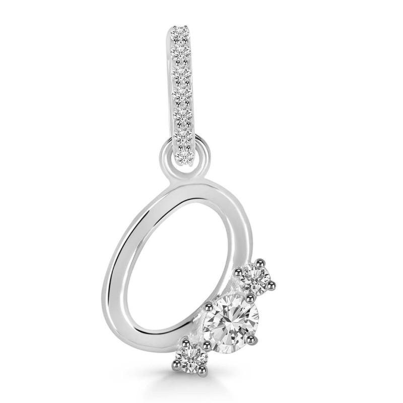 Cubic Zirconia Alphabet O Pendant CUZ-RDA-93.