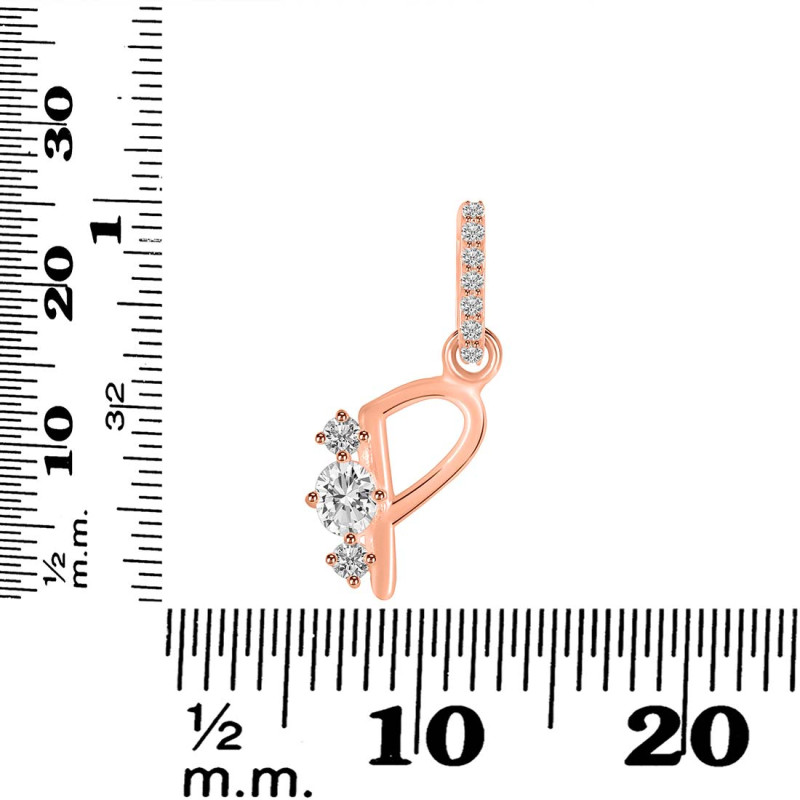 Cubic Zirconia Alphabet P Pendant CUZ-RDA-94.