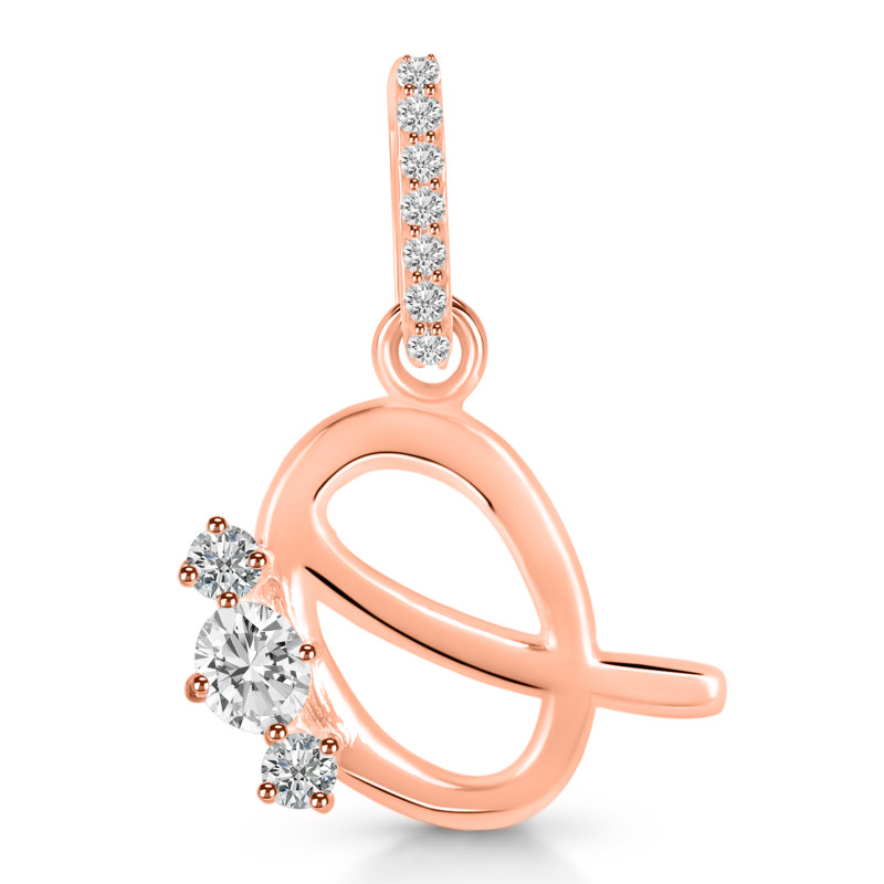 Cubic Zirconia Alphabet Q Pendant CUZ-RDA-95.