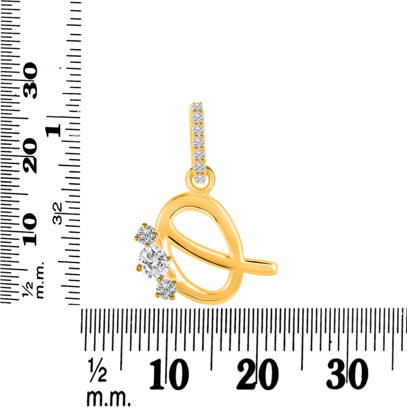 Cubic Zirconia Alphabet Q Pendant CUZ-RDA-95.