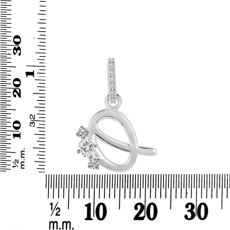 Cubic Zirconia Alphabet Q Pendant CUZ-RDA-95.