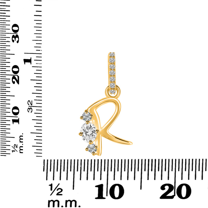 Cubic Zirconia Alphabet R Pendant CUZ-RDA-96.