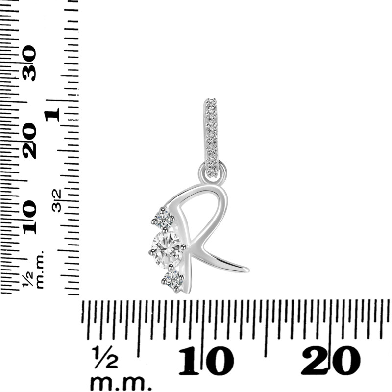 Cubic Zirconia Alphabet R Pendant CUZ-RDA-96.