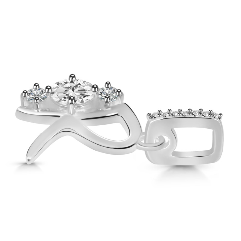 Cubic Zirconia Alphabet R Pendant