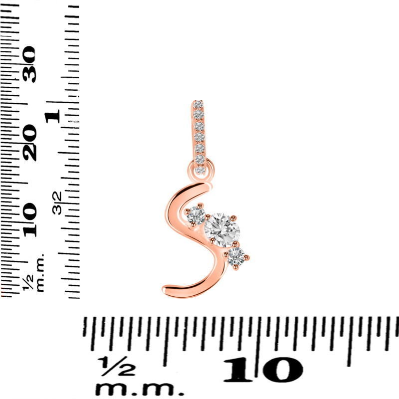 Cubic Zirconia Alphabet S Pendant CUZ-RDA-97.