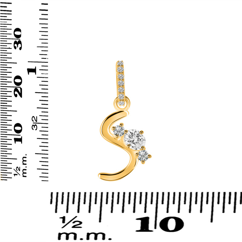 Cubic Zirconia Alphabet S Pendant CUZ-RDA-97.