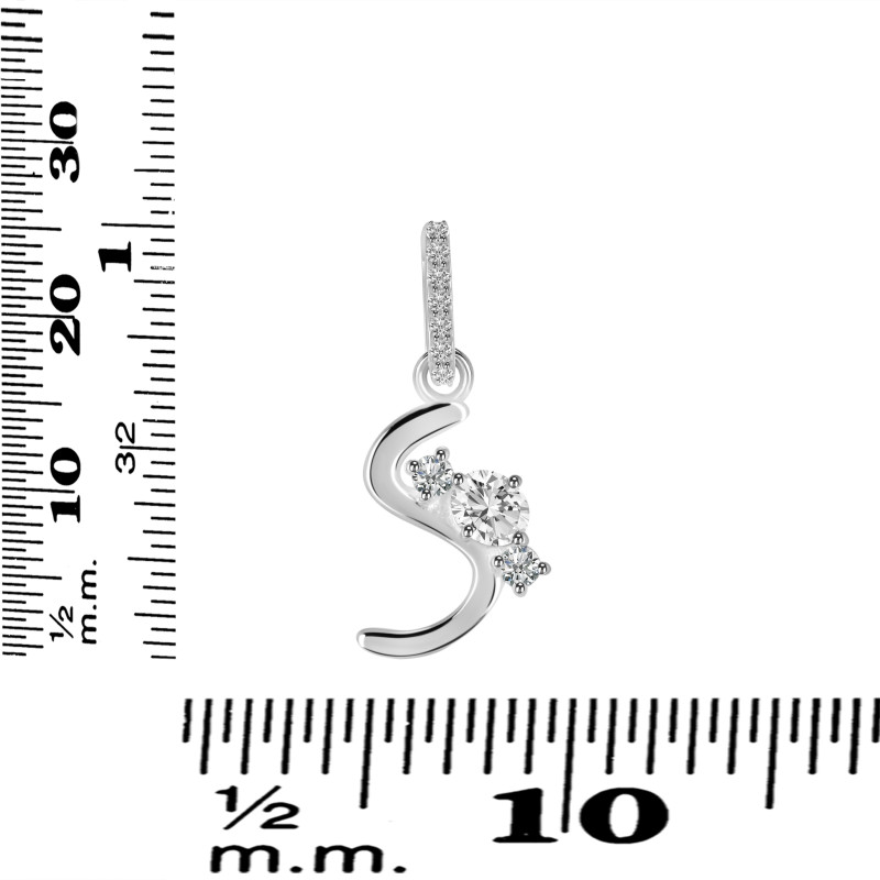 Cubic Zirconia Alphabet S Pendant CUZ-RDA-97.