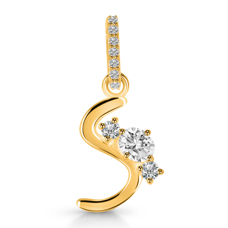 Cubic Zirconia Alphabet S Pendant CUZ-RDA-97.