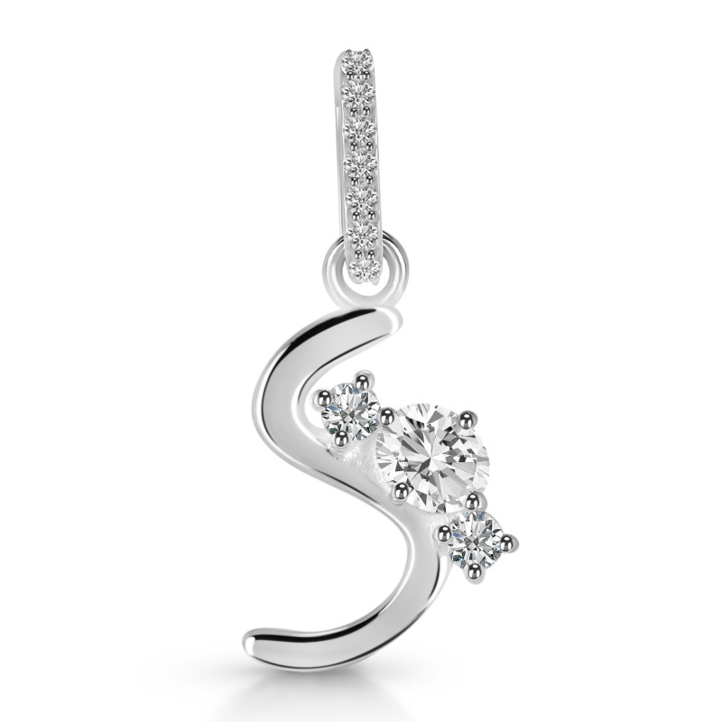 Cubic Zirconia Alphabet S Pendant CUZ-RDA-97.
