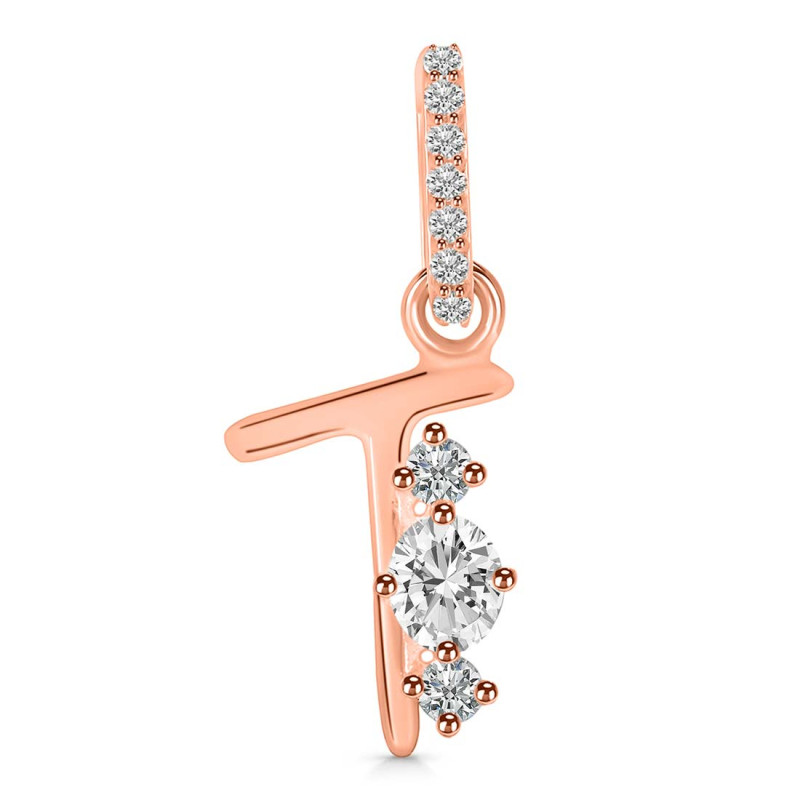 Cubic Zirconia Alphabet T Pendant CUZ-RDA-98.