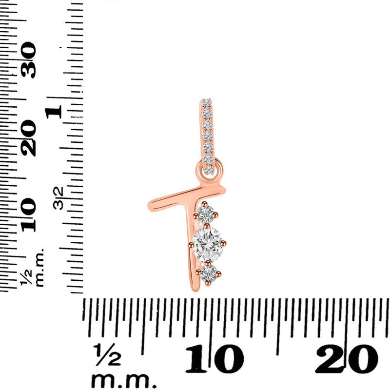 Cubic Zirconia Alphabet T Pendant CUZ-RDA-98.