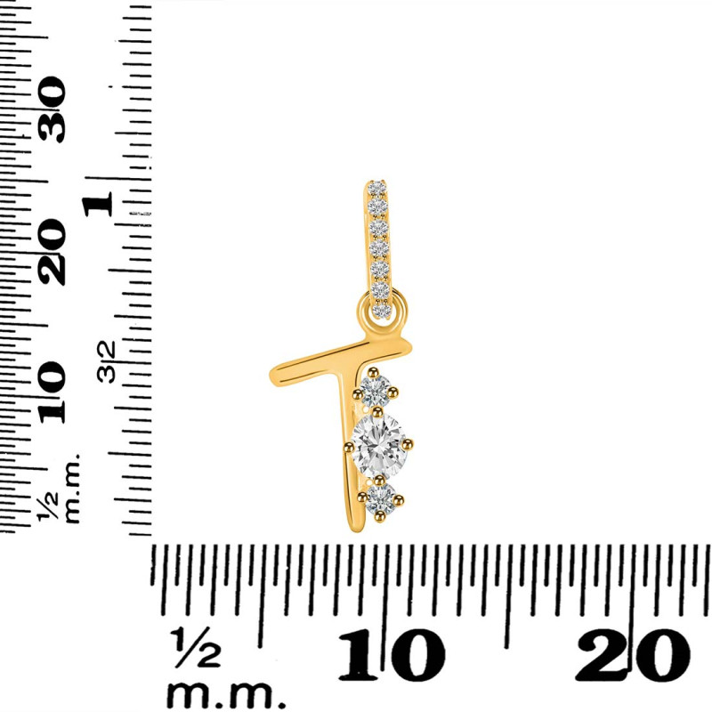 Cubic Zirconia Alphabet T Pendant CUZ-RDA-98.