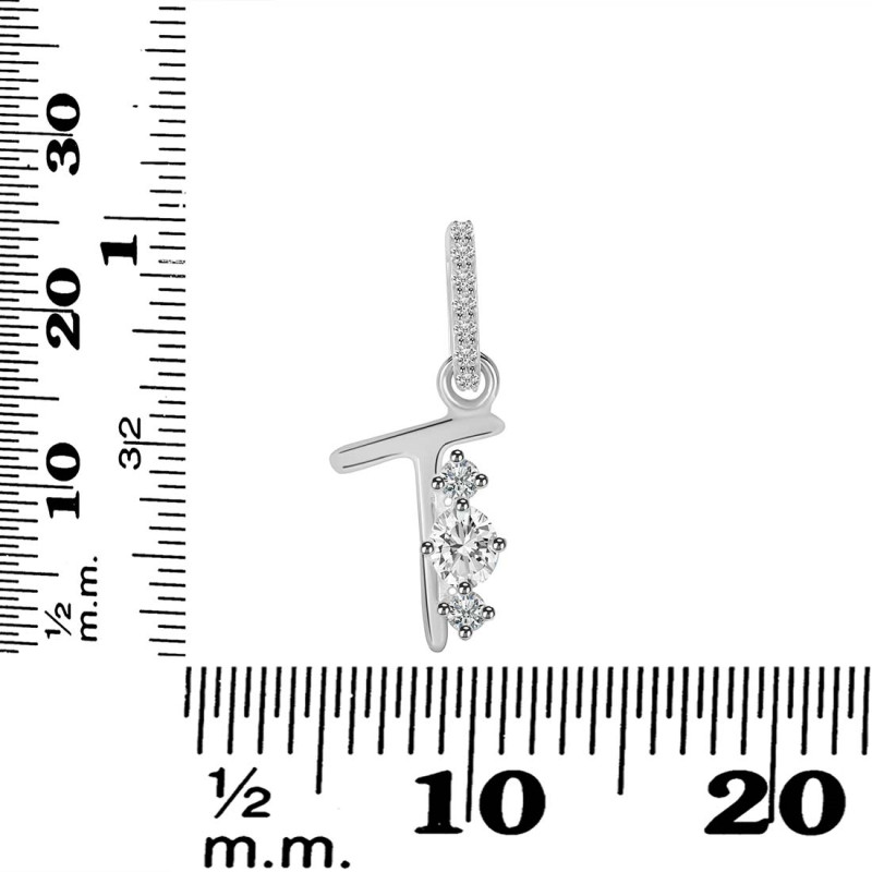 Cubic Zirconia Alphabet T Pendant CUZ-RDA-98.