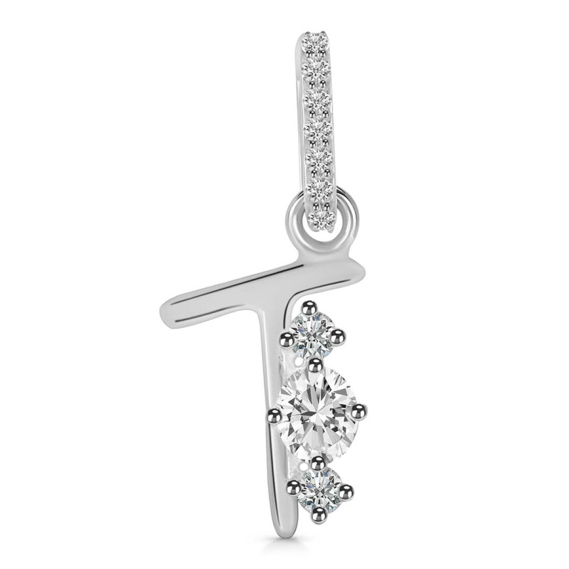 Cubic Zirconia Alphabet T Pendant CUZ-RDA-98.