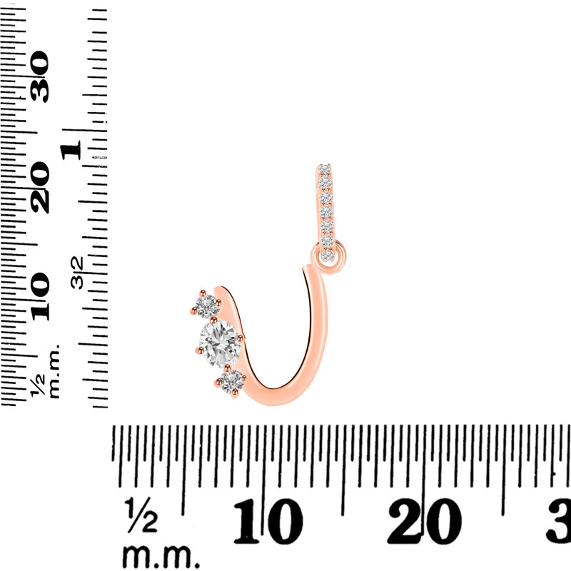 Cubic Zirconia Alphabet U Pendant CUZ-RDA-99.