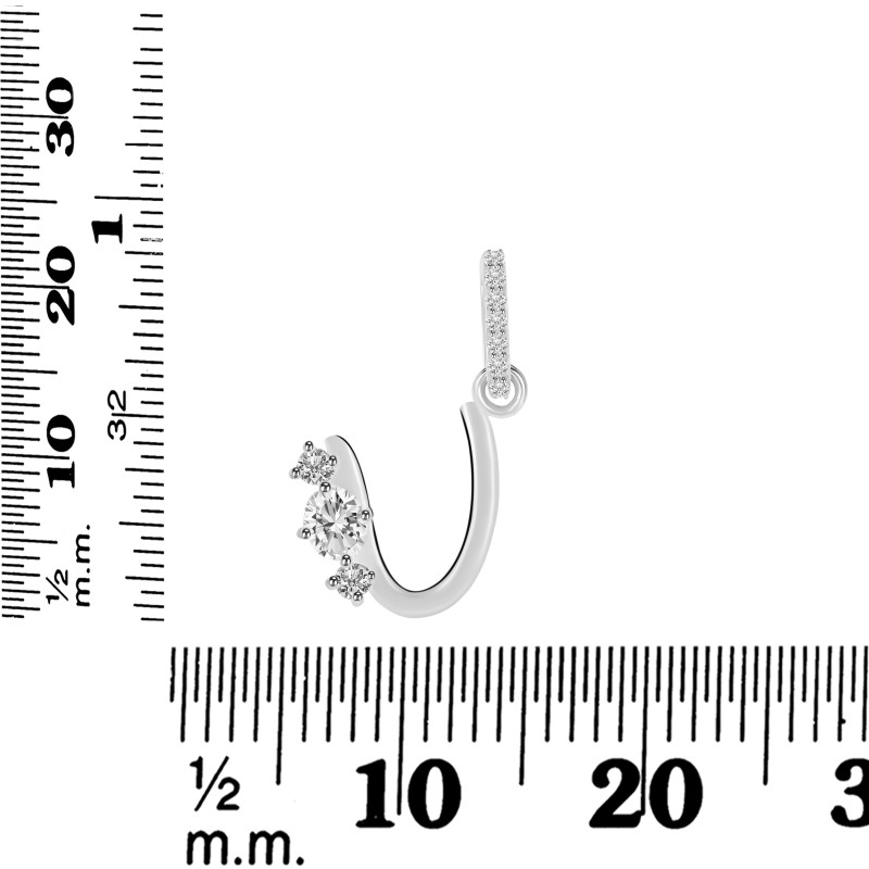 Cubic Zirconia Alphabet U Pendant CUZ-RDA-99.