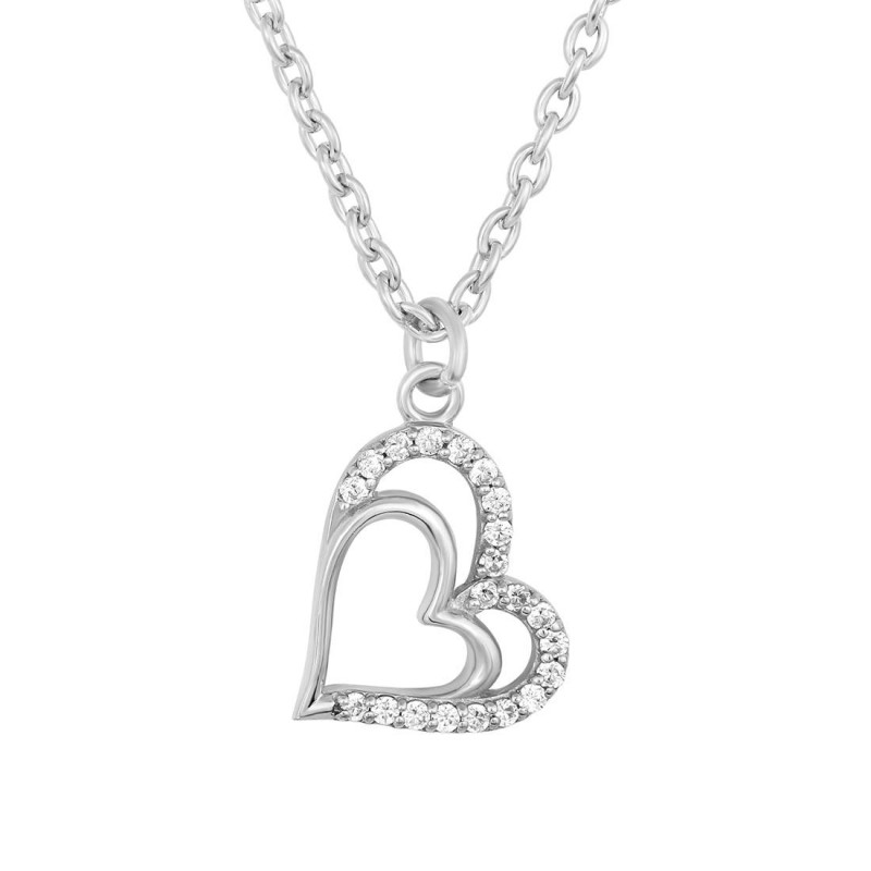 Cubic Zirconia Heart Necklace CUZ-RDN-81.