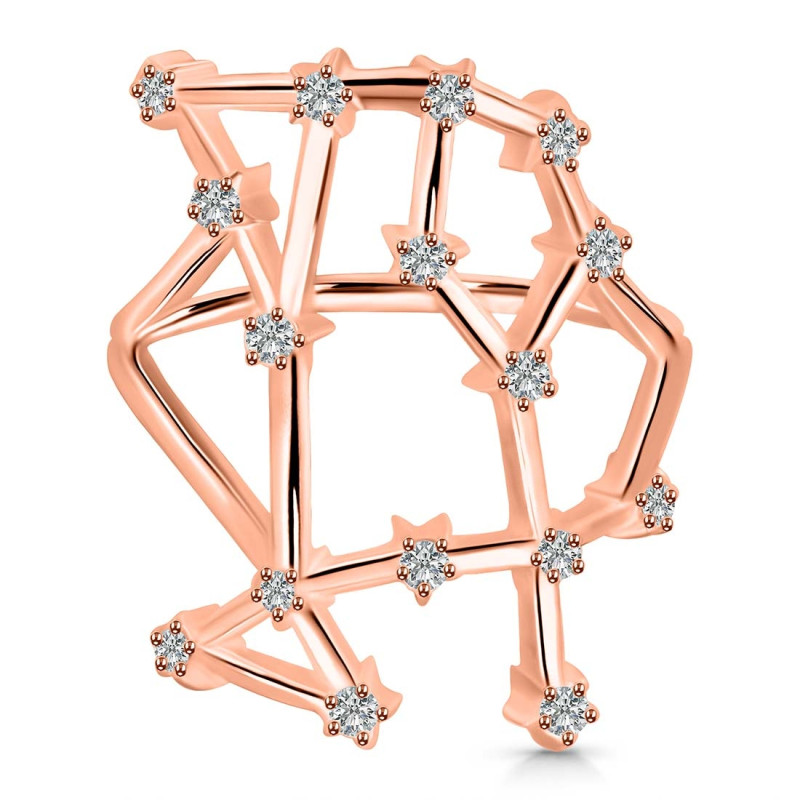 Gemini Zodiac Star Constellation With Cubic Zirconia Ring CUZ-RDR-1958.