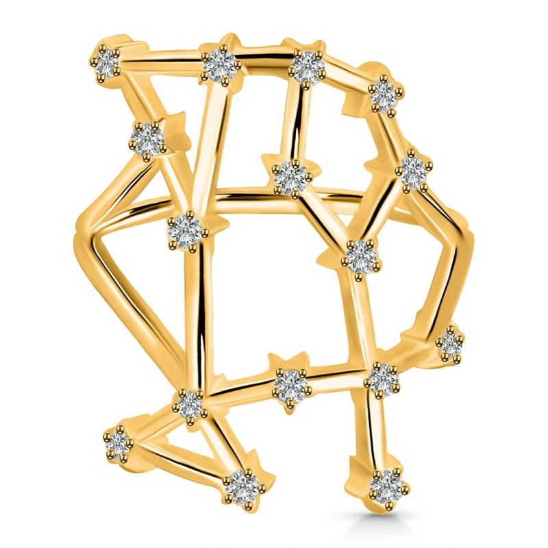 Gemini Zodiac Star Constellation With Cubic Zirconia Ring CUZ-RDR-1958.