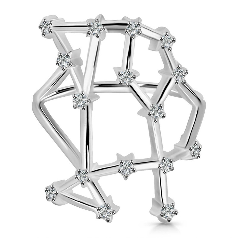 Gemini Zodiac Star Constellation With Cubic Zirconia Ring CUZ-RDR-1958.